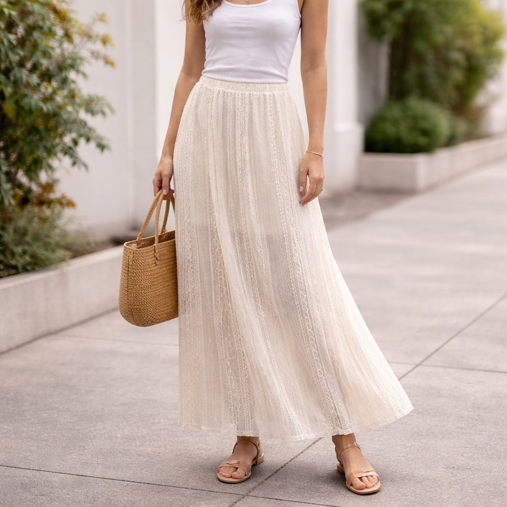 Forever 21 “No Comment” Lace Layered Maxi Skirt NWT | Pull-On